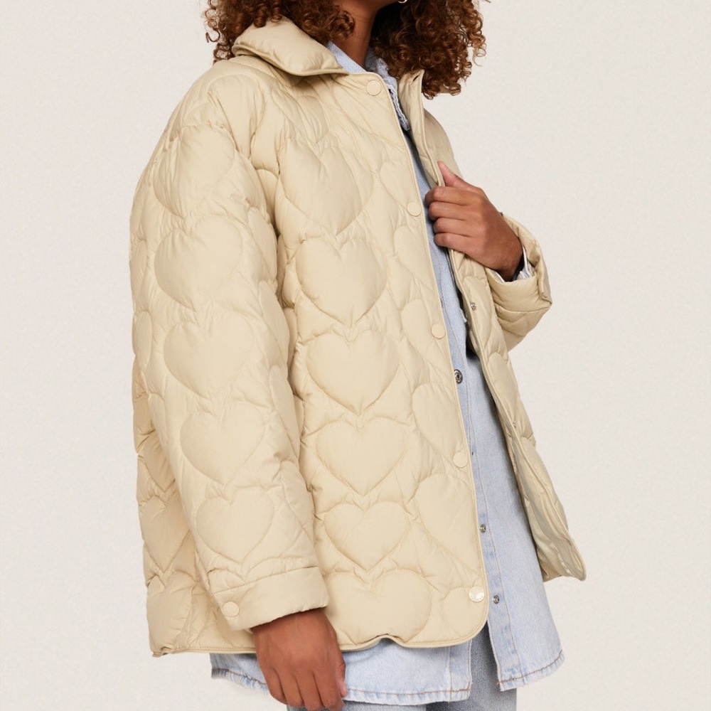 Sandro Gloriana Heart Quilted Jacket in Tan - Picture 2 of 13